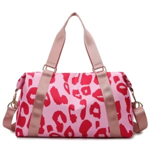 Sac de sport léopard rose