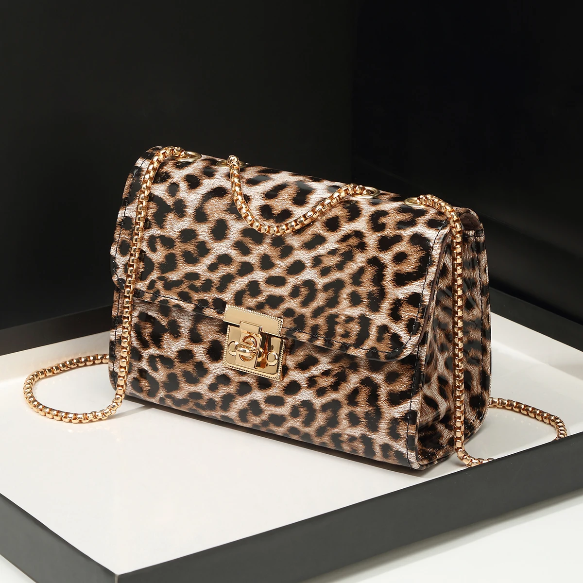 sac leopard marron