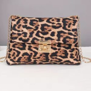 Sac à main bandoulière léopard femme marron clair en cuir