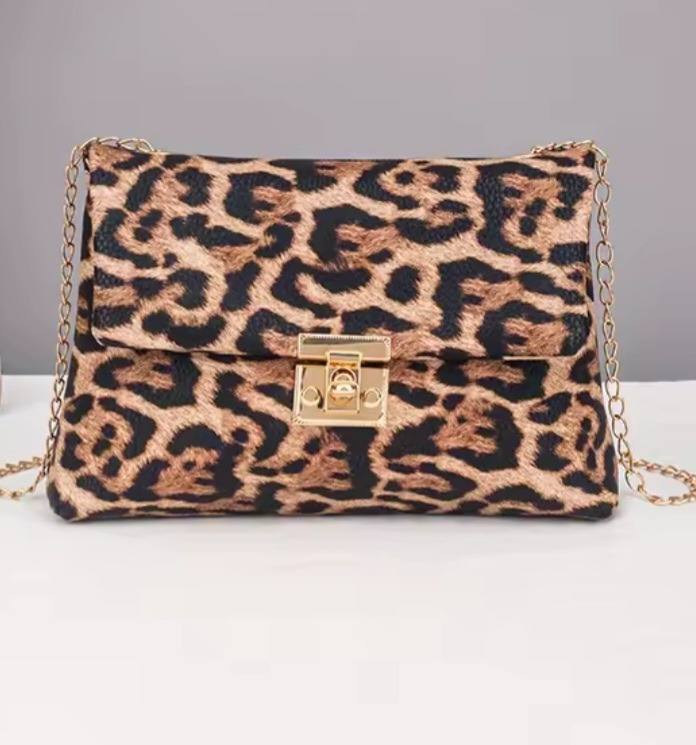 Sac à main bandoulière léopard femme marron clair en cuir