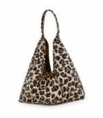 Sac cabas léopard femme marron en polyester – forme souple