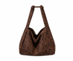 Sac cabas léopard femme marron en toile polyester – avec poche intérieure pour téléphone