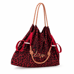 Sac cabas léopard femme rouge en toile polyester – avec poche intérieure pour téléphone