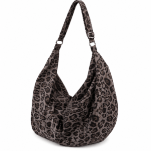 Sac bandoulière léopard unisexe noir en polyester
