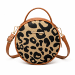 Petit sac à main bandoulière léopard femme marron clair – format à rabat