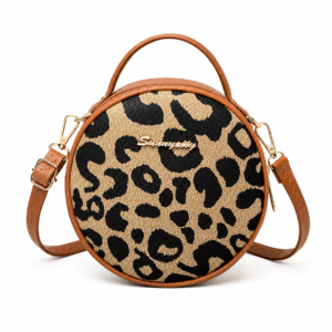 Petit sac à main bandoulière léopard femme marron clair – format à rabat