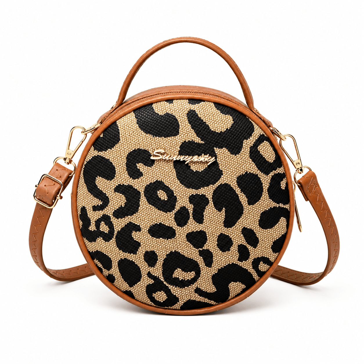 Petit sac à main bandoulière léopard femme marron clair – format à rabat