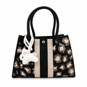 Sac à main bandoulière léopard femme noir en polyester