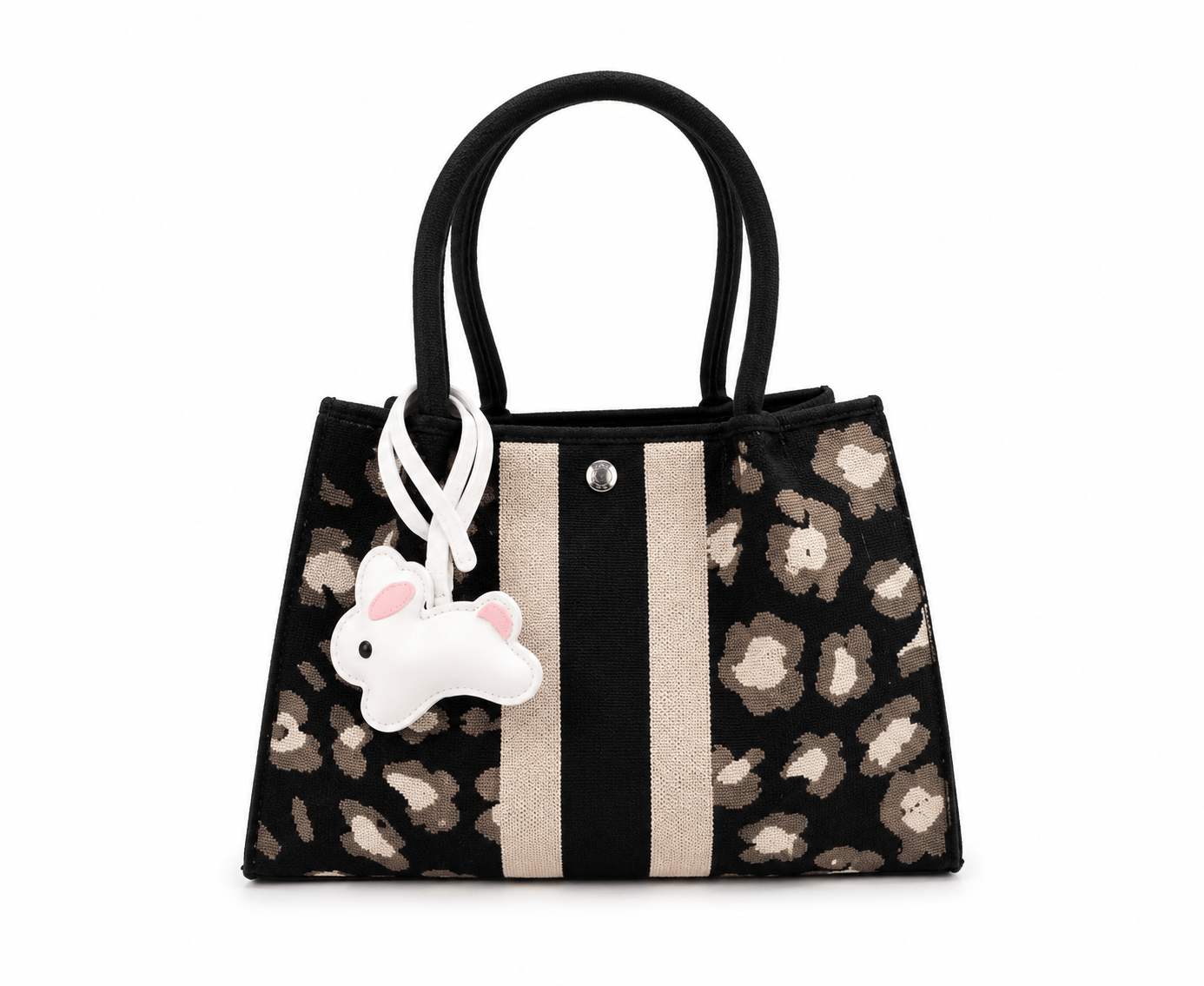 Sac à main bandoulière léopard femme noir en polyester