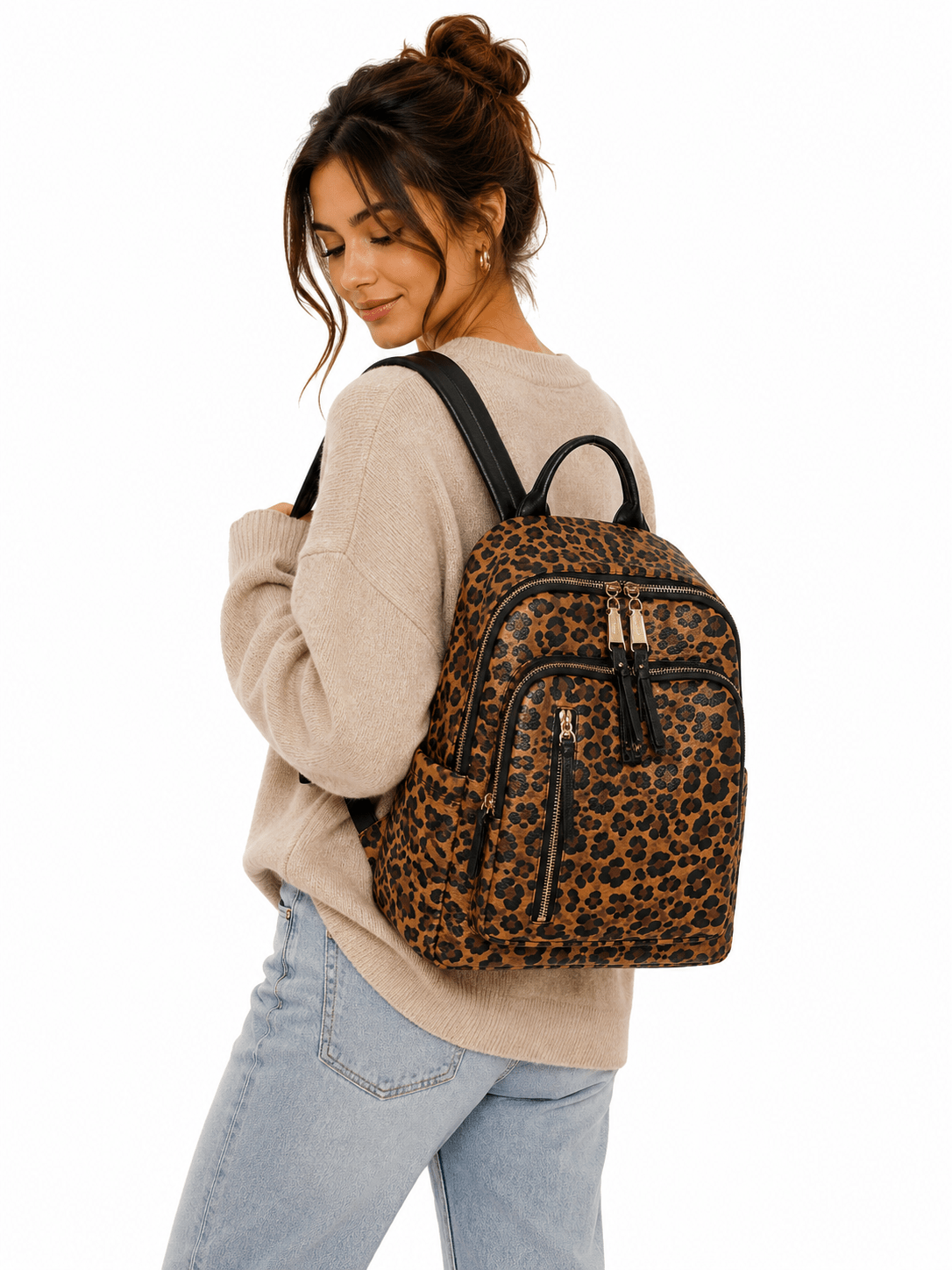 sac léopard marron