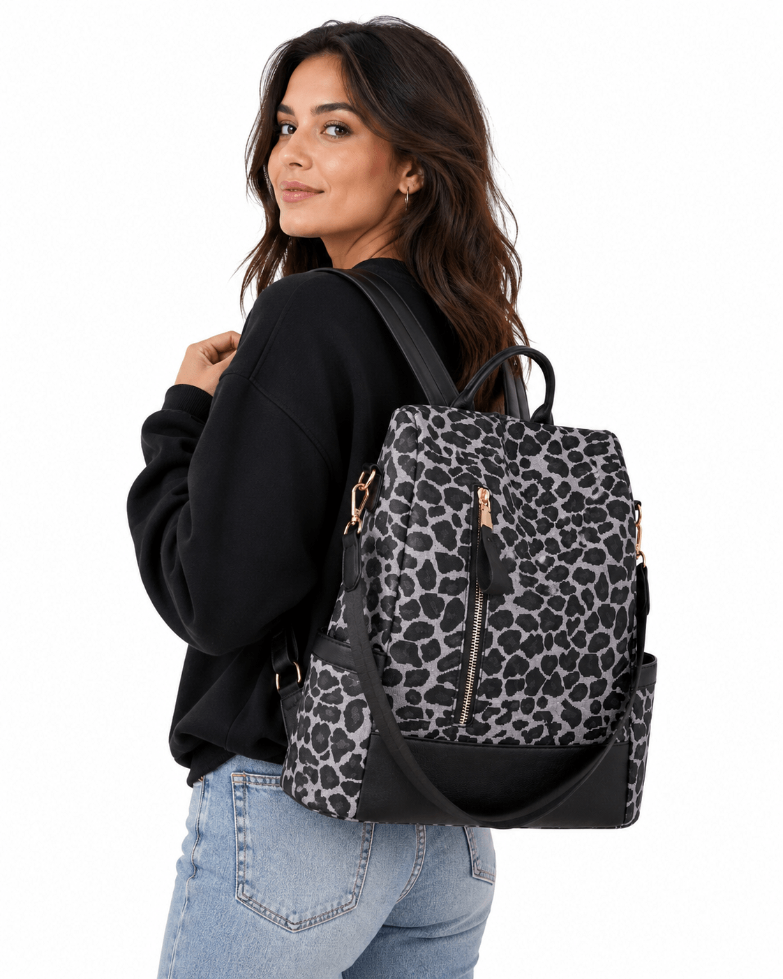 sac à dos femme motif léopard