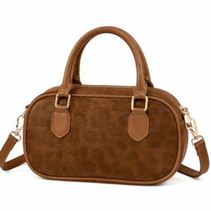 Petit sac à main bandoulière léopard femme marron en polyester