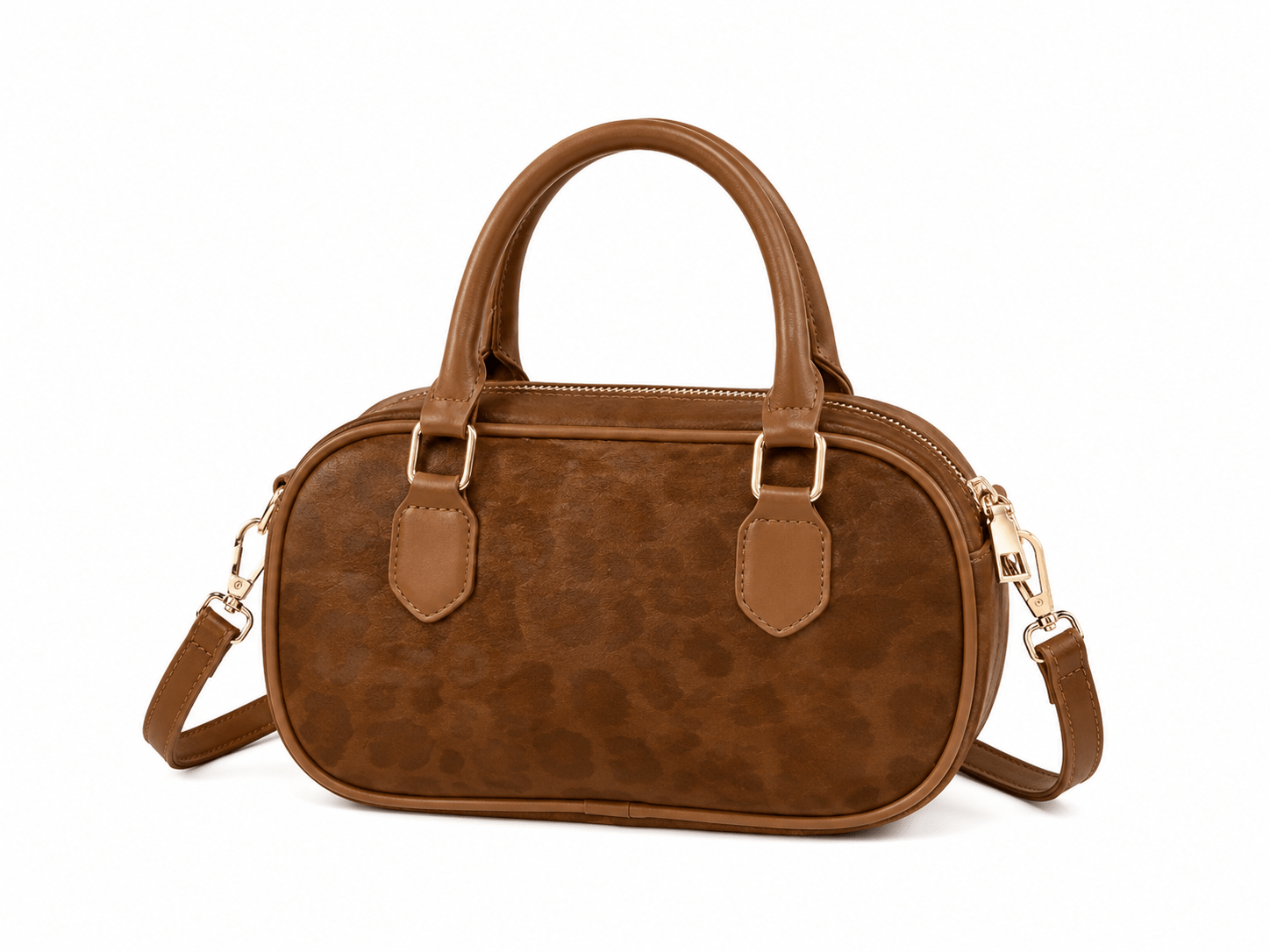 Petit sac à main bandoulière léopard femme marron en polyester