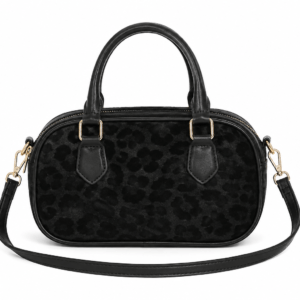Petit sac à main bandoulière léopard femme noir en polyester
