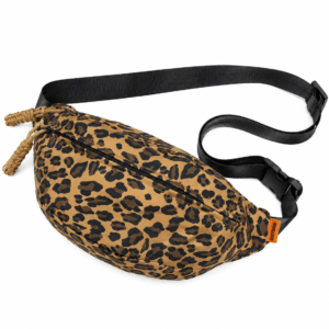Sac banane léopard unisexe marron en nylon et polyester – fermeture zippée