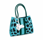 Sac à main bandoulière léopard femme bleu en polyester