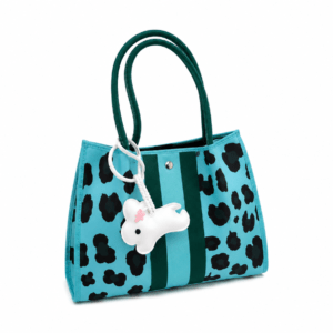 Sac à main bandoulière léopard femme bleu en polyester