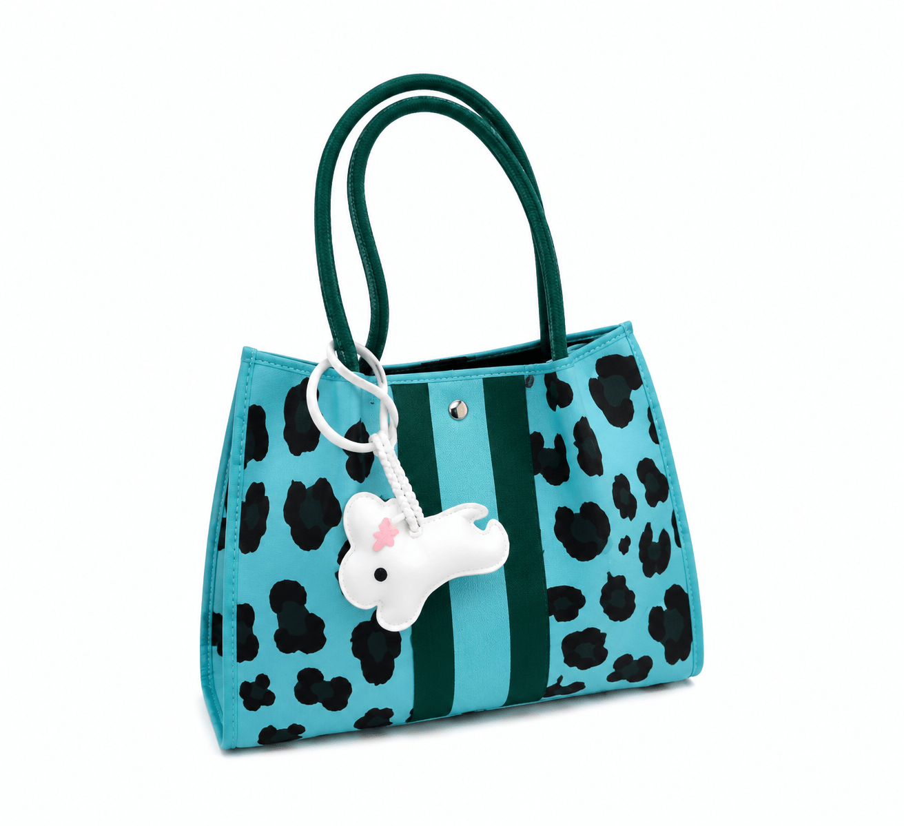 Sac à main bandoulière léopard femme bleu en polyester