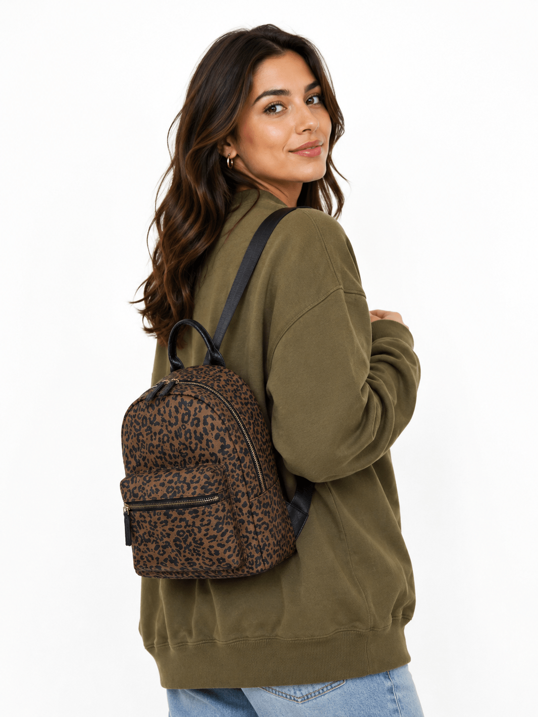 Petit sac à dos léopard femme kaki – Image 2