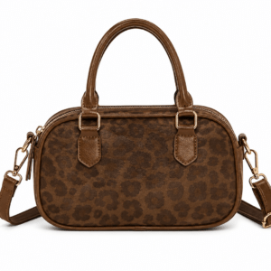 Petit sac à main bandoulière léopard femme café en polyester