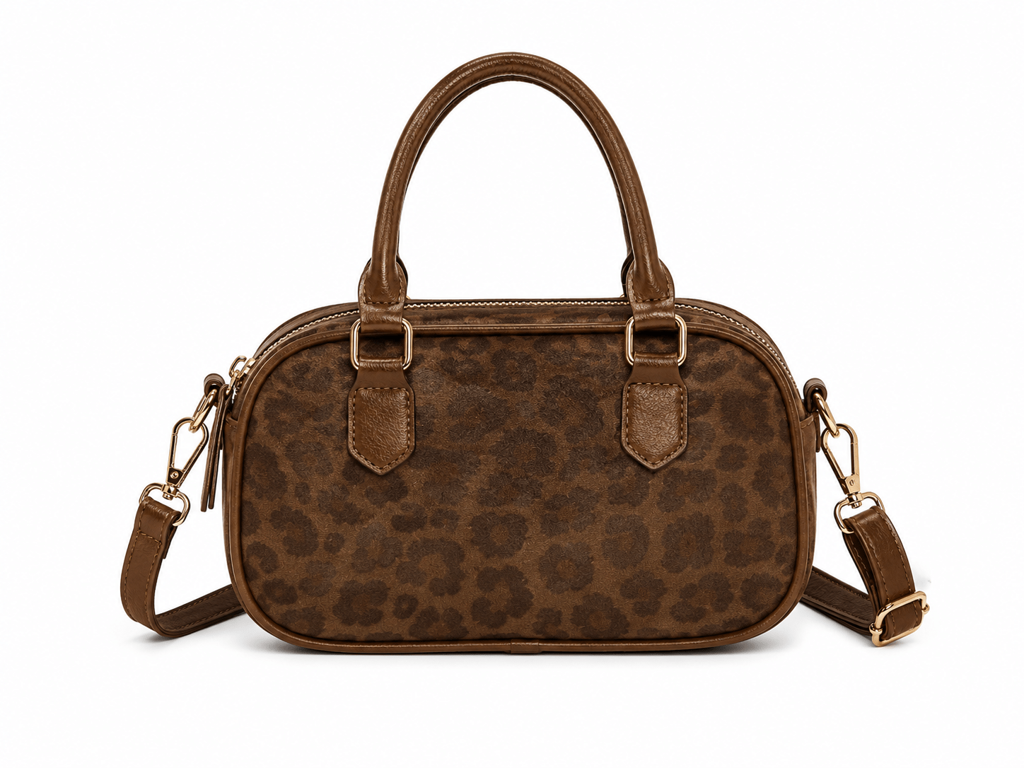 Petit sac à main bandoulière léopard femme café en polyester