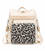 Sac à dos léopard femme blanc en polyester