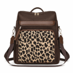 Sac à dos léopard femme marron en polyester