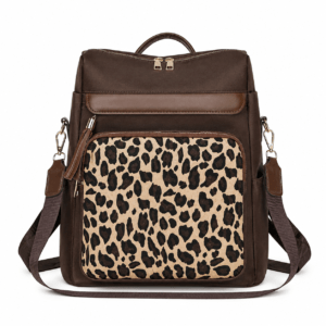 Sac à dos léopard femme marron en polyester