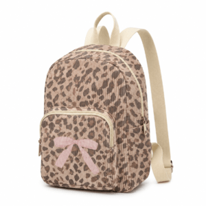 Sac à dos léopard femme rose en velours et polyester