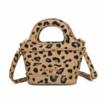 Petit sac à main léopard femme marron en cuir