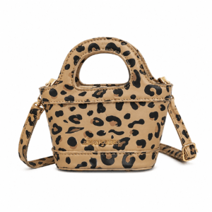 Petit sac à main léopard femme marron en cuir