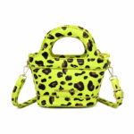 Petit sac à main léopard femme vert en cuir
