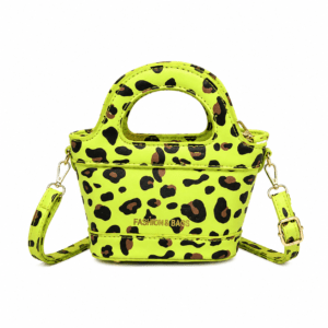 Petit sac à main léopard femme vert en cuir