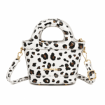 Petit sac à main bandoulière léopard femme blanc en cuir