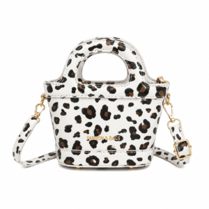 Petit sac à main bandoulière léopard femme blanc en cuir