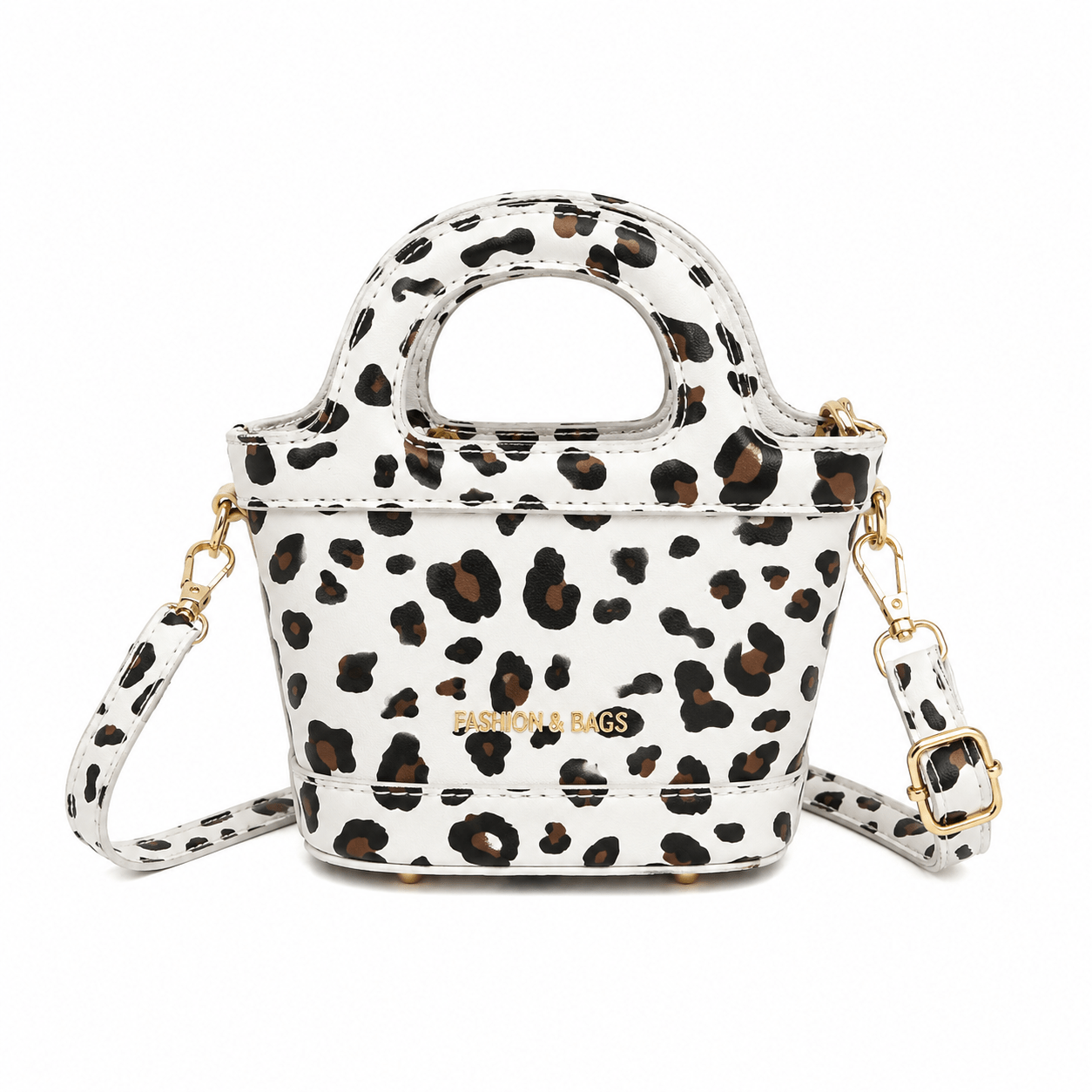 Petit sac à main bandoulière léopard femme blanc en cuir