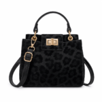 Petit sac à main léopard femme noir en polyester
