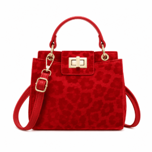 Petit sac à main léopard femme rouge en polyester