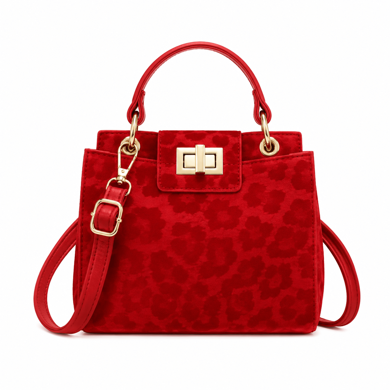 Petit sac à main léopard femme rouge en polyester