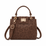 Petit sac à main léopard femme marron en polyester – forme souple