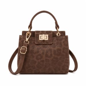 Petit sac à main léopard femme marron en polyester – forme souple