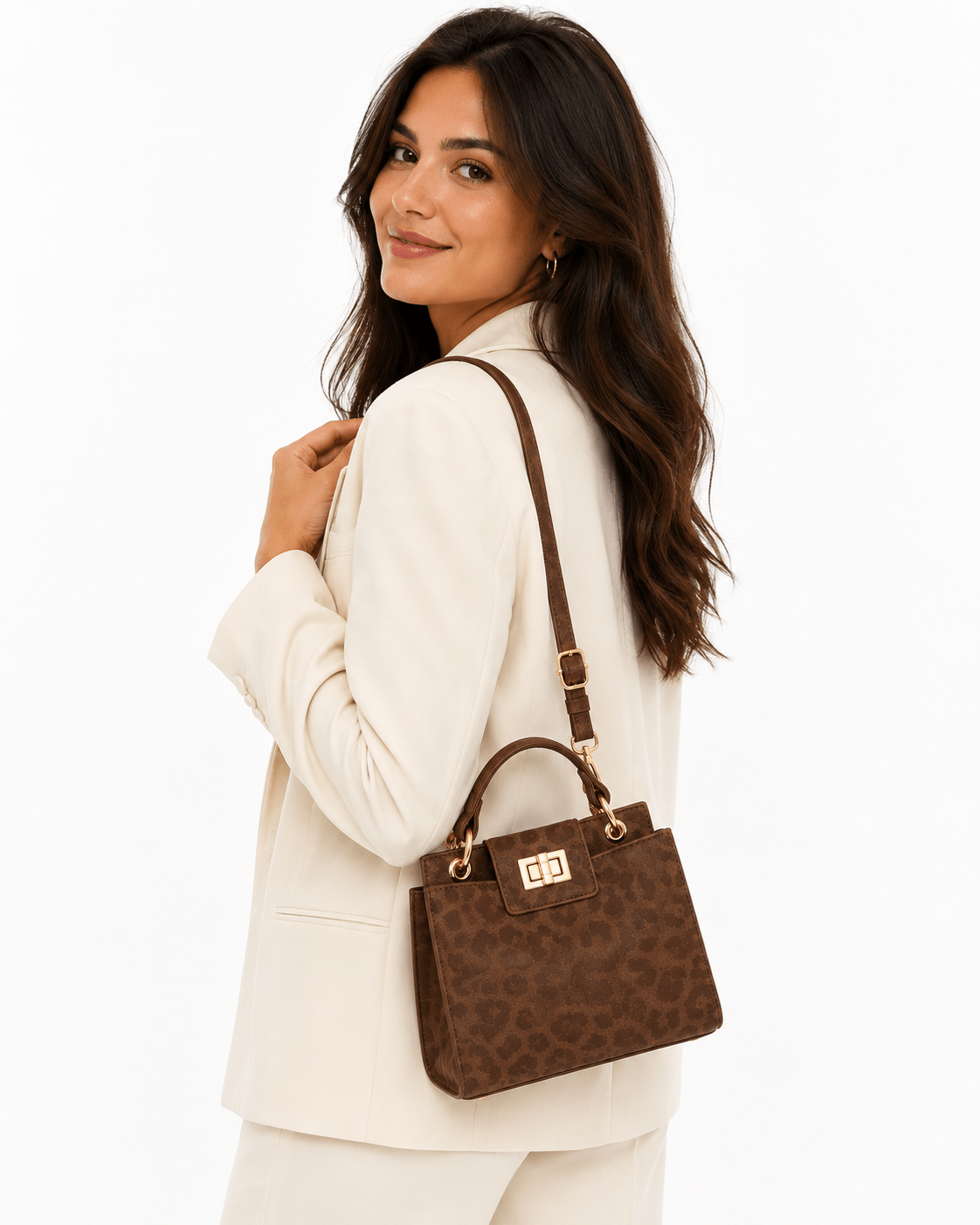 Petit sac à main léopard femme marron en polyester – forme souple – Image 2