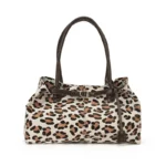 Sac à main bandoulière léopard femme blanc en cuir et polyester