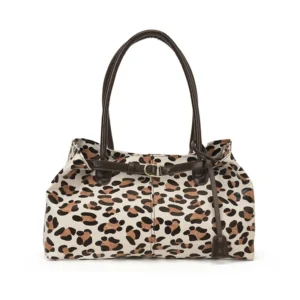 Sac à main bandoulière léopard femme blanc en cuir et polyester