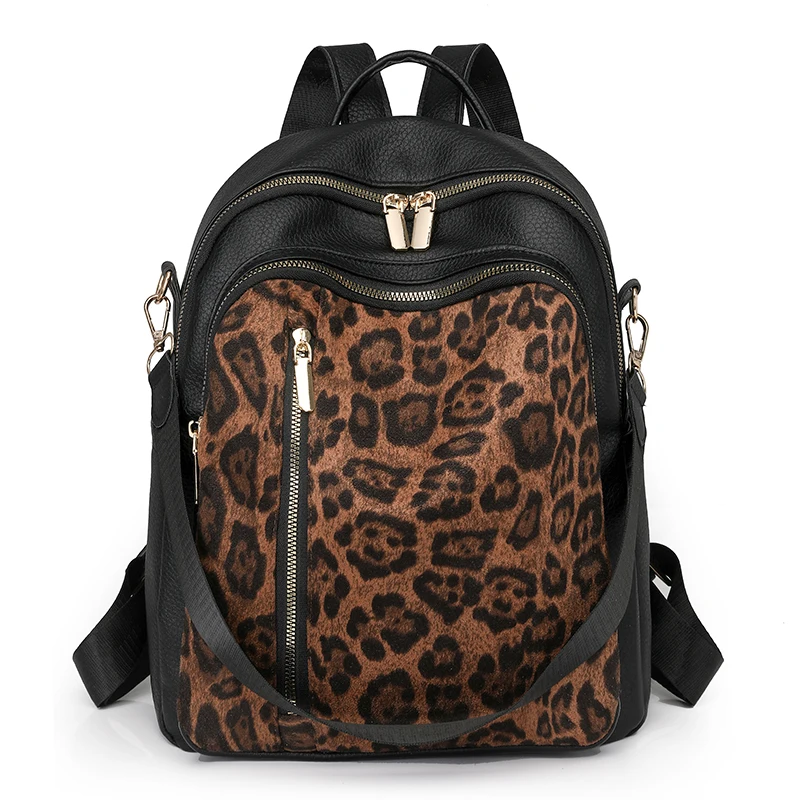 Sac a Dos Léopard Femme Chic Noir