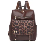 Sac à dos léopard femme café en polyester