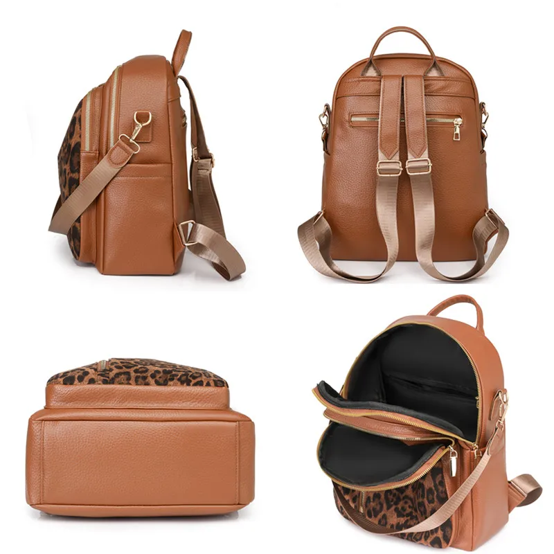 Sac a Dos Léopard Femme Chic Marron – Image 4