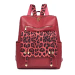 Sac a Dos Léopard Femme Chic Rouge