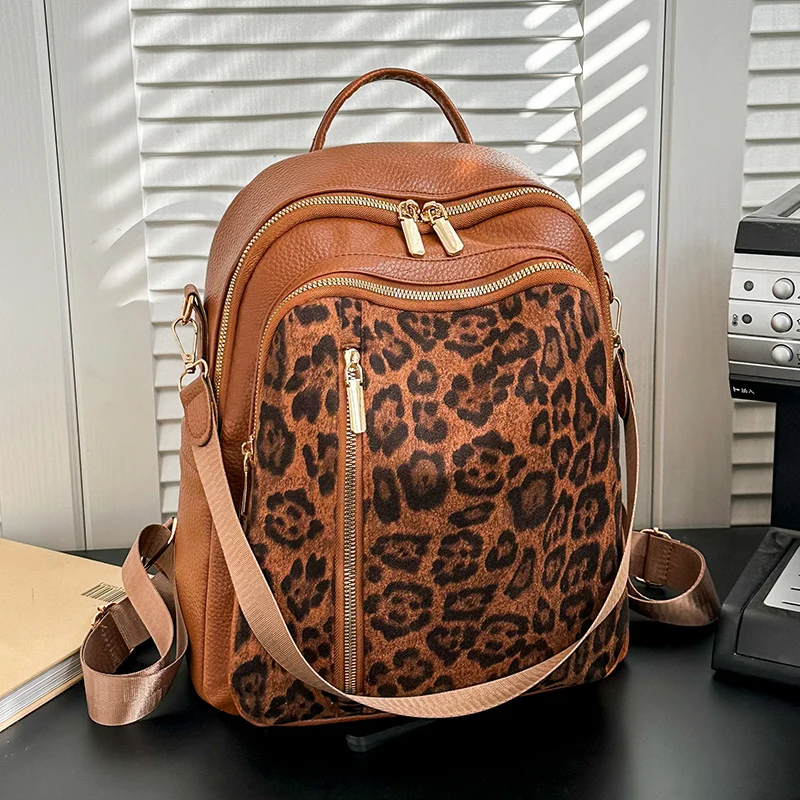 Sac a Dos Léopard Femme Chic Marron – Image 3