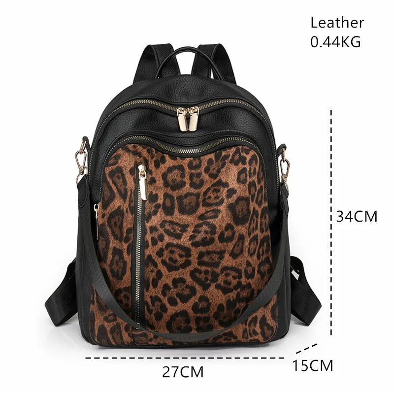 Sac a Dos Léopard Femme Chic Noir – Image 3